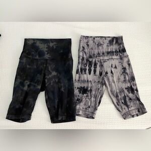 2 Lululemon 9” tie dye biker shorts